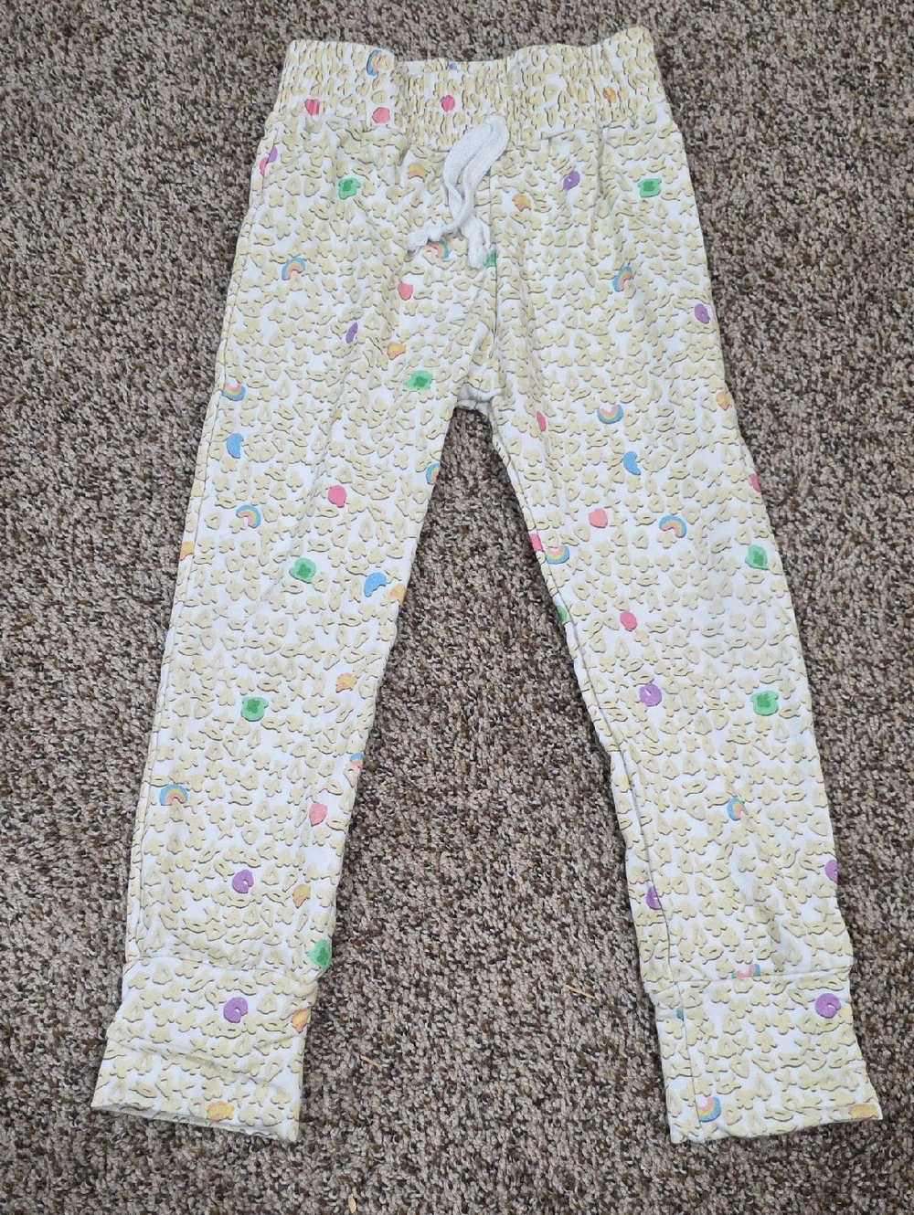 Kids Cream Quilted Jogger Pants with Pastel Dot Accents